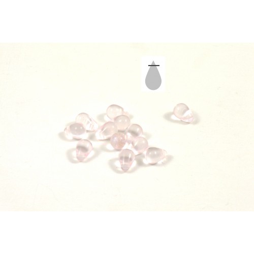 Glass drop 4x6mm transparent pink (pack of 25)